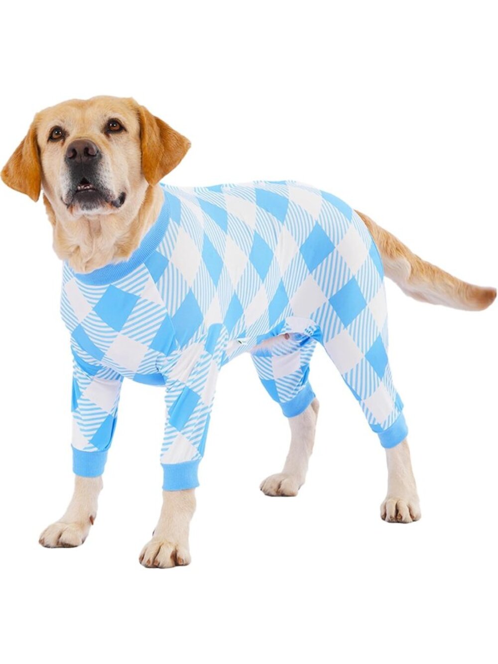 Cozy Plaid Dog Pajamas - Lightweight Full-Body Onesie PJs for Large Dogs, XL